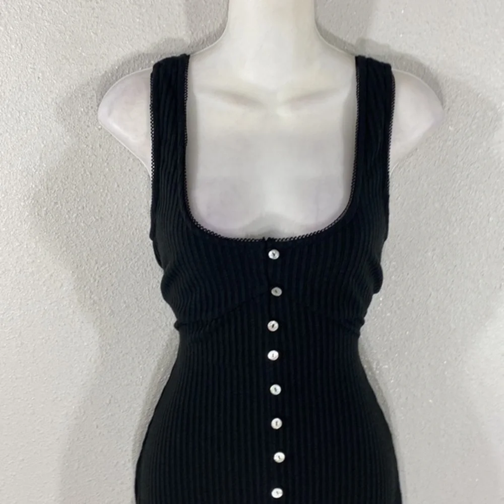 Lovers + Friends Tatiana Black Tank Button Down Mini Dress C.C10 - Picture 3 of 12